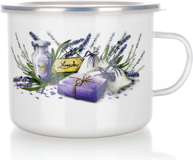 Jarra esmaltada Lavender 1,4 l con tapa de plástico, diámetro 14 cm