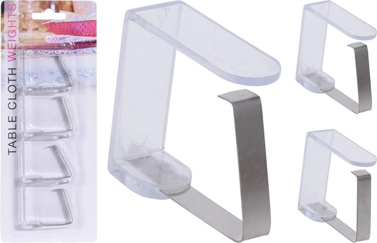 Pinza para mantel de acero inoxidable y plástico 45 × 45 mm, 4 uds