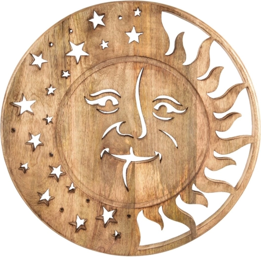 Decoración de pared Sol/luna de madera de mango 50 × 50 cm