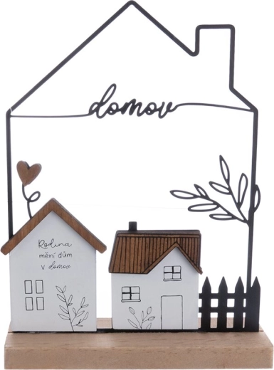 Decoración casita “Hogar” de madera y metal 17 × 5 × 22 cm