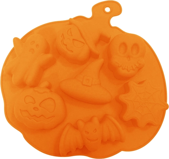 Molde de silicona para hornear con forma de calabaza, 7 uds., naranja