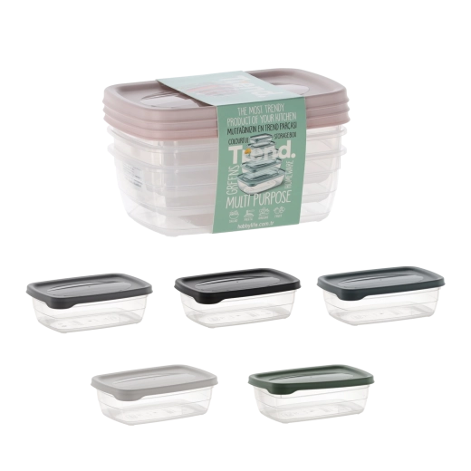 Juego de 3 recipientes rectangulares Trend Box 0,6 l