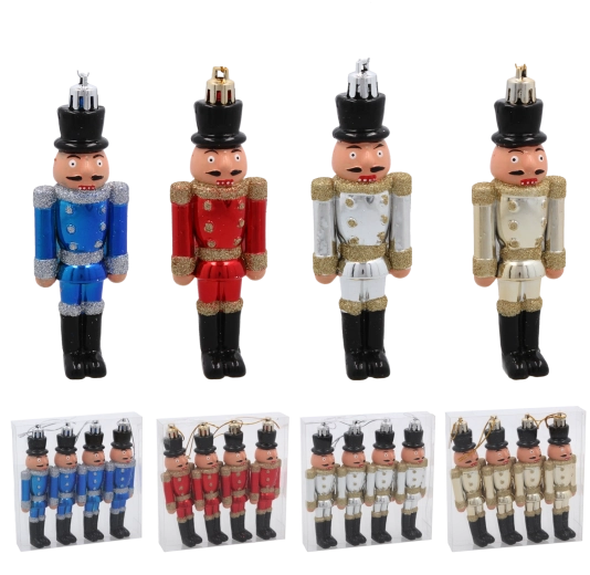 Set de 4 adornos navideños Cascanueces 12 cm