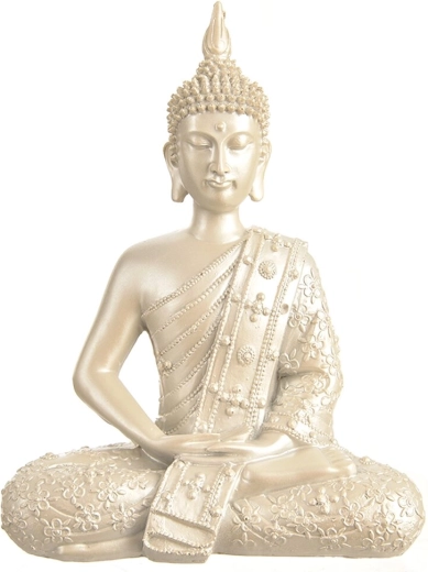 Figura plateada de Buda de polystone 27 cm