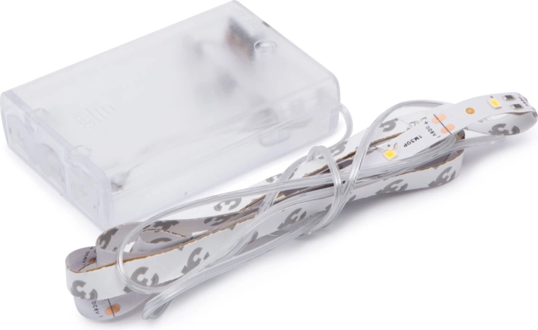 Tira LED con luz blanca cálida de 1 m a pilas AA