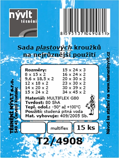 Juego de juntas tóricas de plástico MULTIFLEX G80, 15 uds.