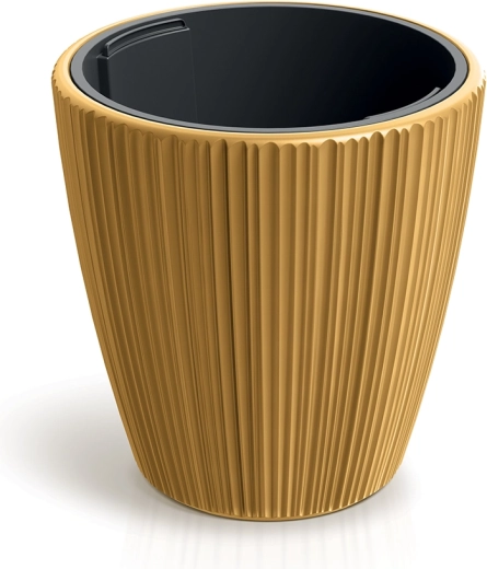 Macetero ORO con inserto extraíble 19,9 cm, color mostaza