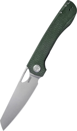 Kubey Elang KU365E navaja plegable 10 cm, bead blasted, micarta verde oscuro con clip