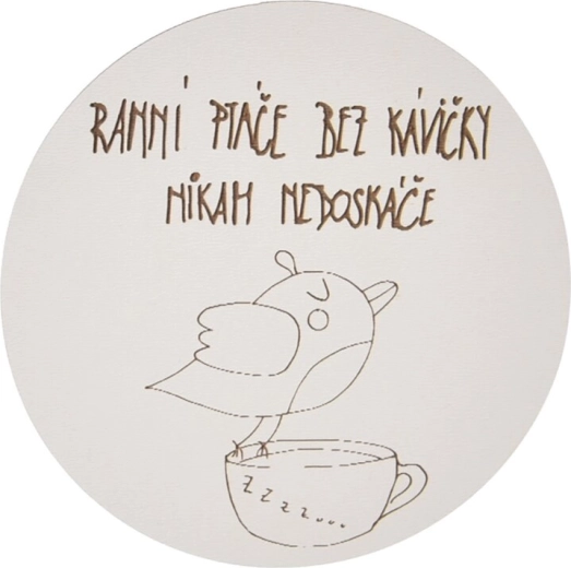 Posavasos de madera con motivo «Pájaro matutino», 10 cm