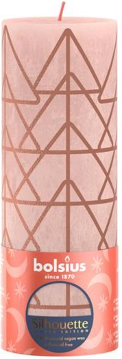 Vela rústica 190 × 68 mm rosa/ámbar