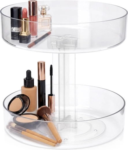Organizador giratorio de dos niveles para cosméticos 21 × 21 × 21,5 cm