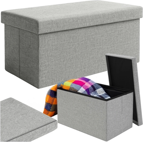 Puf plegable con espacio de almacenamiento Ruhhy 76 × 38 × 38 cm gris