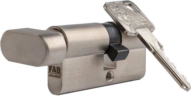 Cilindro de seguridad con pomo FAB 3 HOME 30/35, níquel, 6 llaves, clase 3
