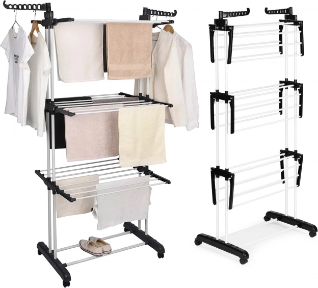 Tendedero vertical con ruedas, plegable, ModernHome