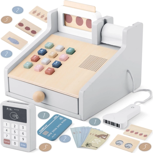 Caja registradora infantil de madera Nukido