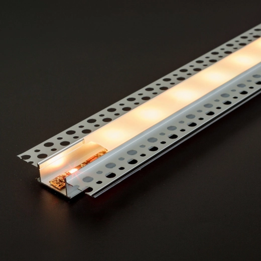 Perfil LED de aluminio enlucible y empotrable para placas de yeso laminado, 1000 × 58 × 13 mm