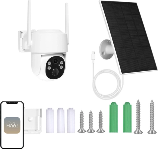 Cámara IP Wi‑Fi para exteriores Moes 4 Mpx con panel solar y PTZ