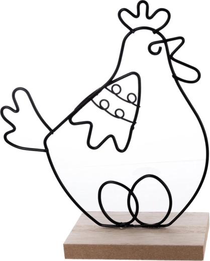 Gallina decorativa de madera y metal 15 × 5 × 18 cm
