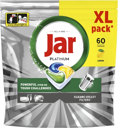 Jar Platinum All in One Lemon tabletas para lavavajillas 60 uds.