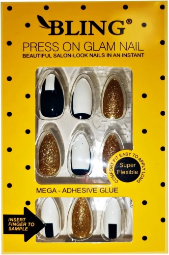 Uñas postizas BLING Glamour – diseño marmoleado, tipo VII