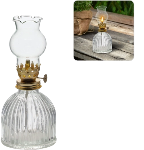 Lámpara de queroseno de vidrio 7,7 × 7,7 × 17,5 cm