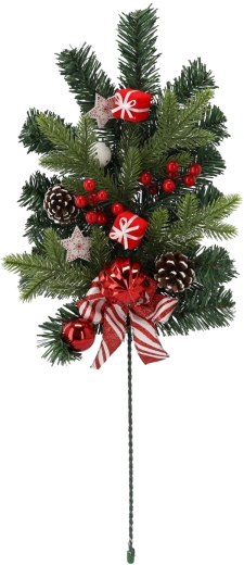 Ramita decorativa navideña 60 cm blanco‑roja