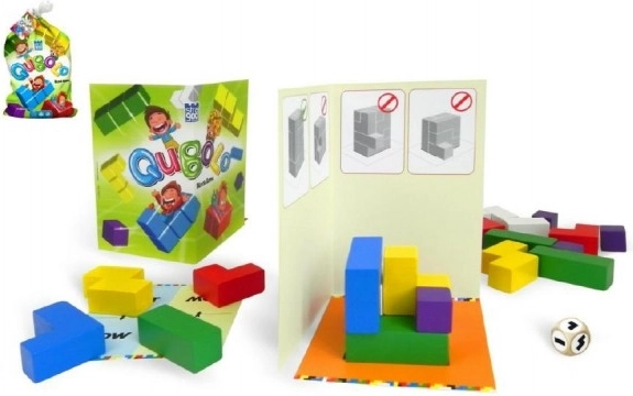 Qubolo juego de mesa con cubos de madera en una bolsita de tela