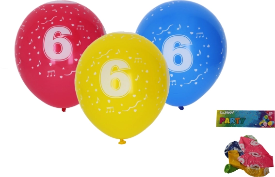 Globos de 30 cm con número 6 – set de 5 uds