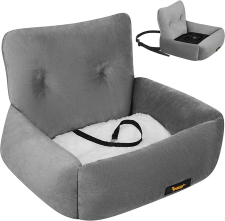 Asiento de coche para perro PURLOV S, 44 × 35 × 30 cm, gris