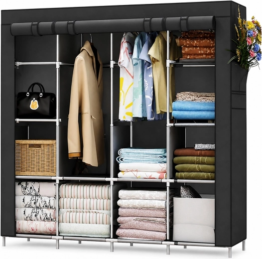Armario ropero textil plegable grande para ropa 175 × 45 × 170 cm