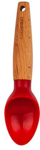 Cuchara para helado Kitchisimo roja, ABS/madera