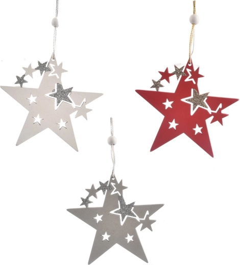 Estrellas de madera colgantes – decoración natural, 3 uds