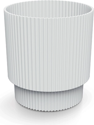 Maceta Milly 12,8 cm blanca – maceta moderna de plástico con estriado