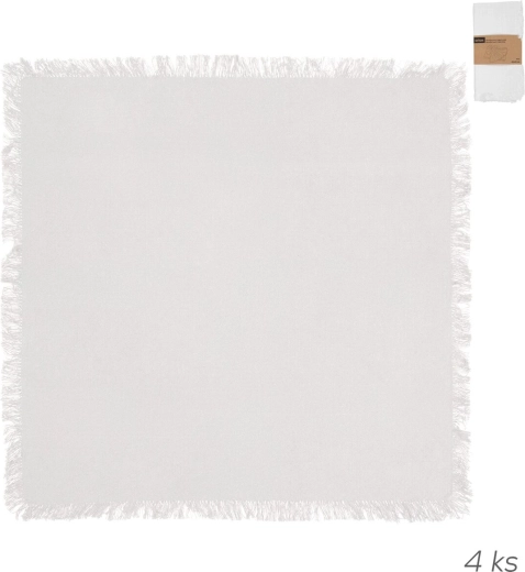 Servilletas de algodón en color blanco 45 × 45 cm, set de 4 uds.
