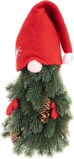 Duende navideño de plástico con motivo de ramita, rojo 38 cm