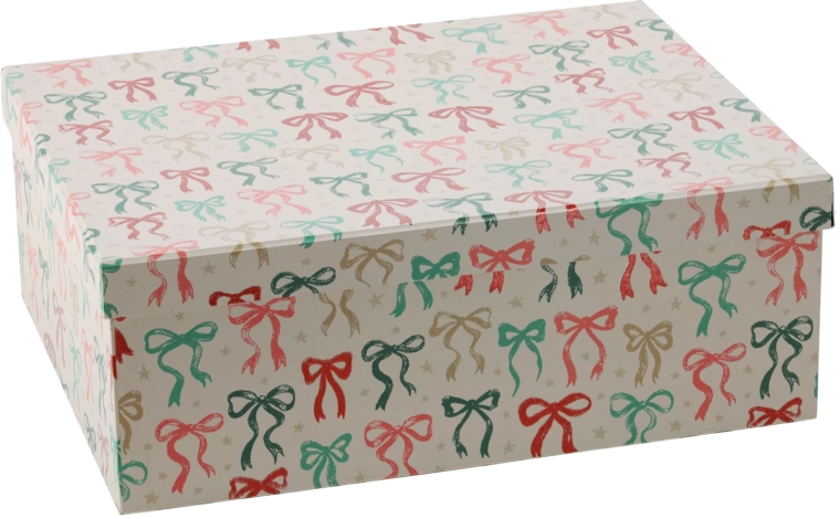 Caja de presentación navideña para regalo con lazo 39 × 30 × 14,5 cm