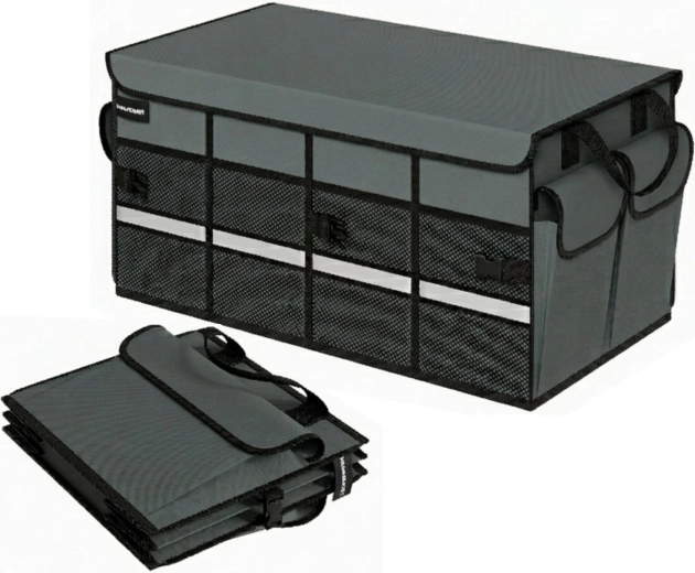 Organizador plegable antideslizante para el maletero del coche Bauerkraft gris