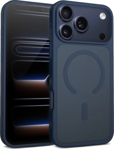 Funda híbrida mate magnética MagSafe para iPhone 17 Pro – azul oscuro