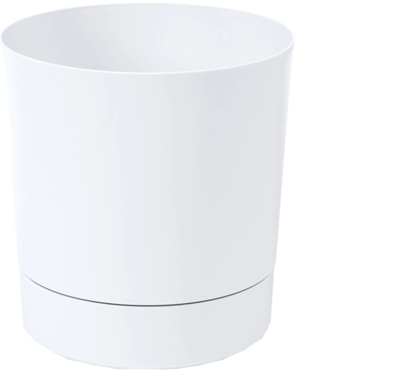 Maceta con plato Aura 35 cm blanca
