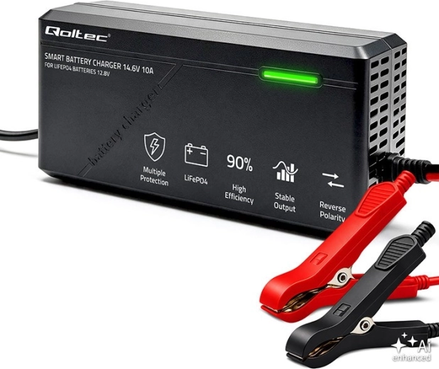 Cargador para baterías LiFePO4 de 12 V 10 A con indicador LED
