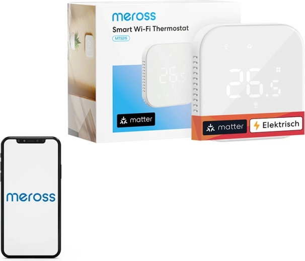 Termostato inteligente Wi‑Fi para calefacción por suelo radiante MEROSS MTS215MA (Matter)