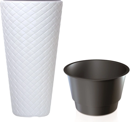 Maceta Matuba Slim con inserto 40 cm blanca
