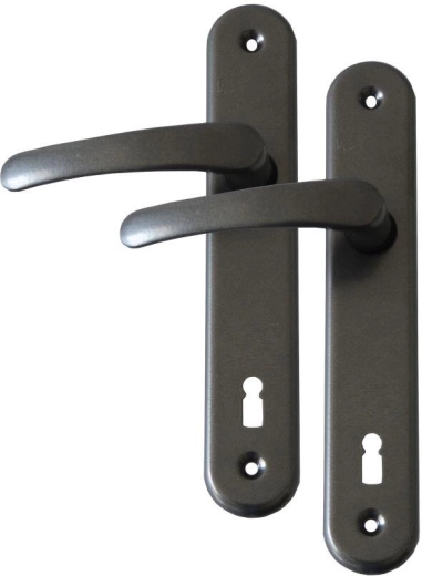 Herraje de puerta MICHAELA, manilla con llave, distancia entre ejes 90, gris