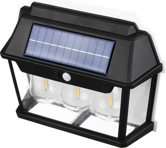Aplique solar de exterior con sensor de movimiento – farol LED triple