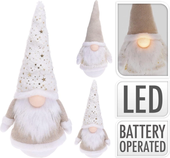 Gnomo navideño LED con estrella de 43 cm - 1 unidad