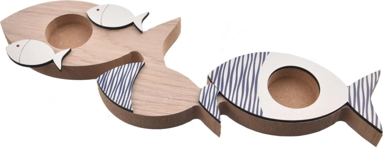 Portavelas de madera Beach 30 × 2 × 9 cm