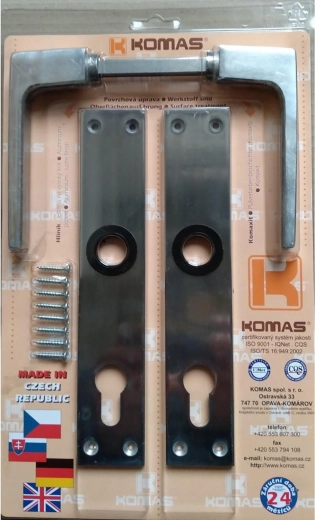 Manilla de puerta con escudo para cilindro (bombín), aluminio