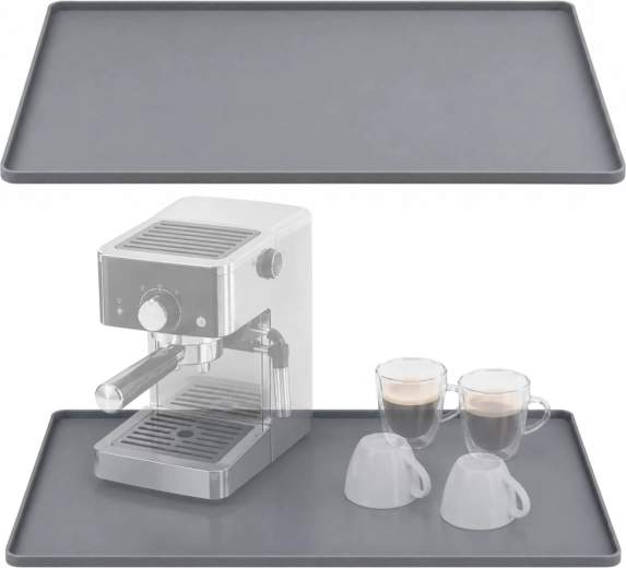 Alfombrilla de silicona gris para cafetera 40,6 × 61 cm