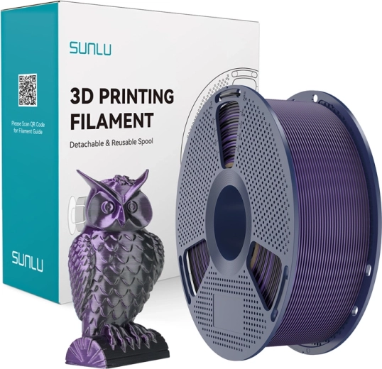 Sunlu pla+ silk filamento bicolor negro y morado