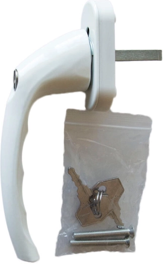 Manilla de aluminio con cerradura para ventanas y puertas de PVC RICHTER – blanca